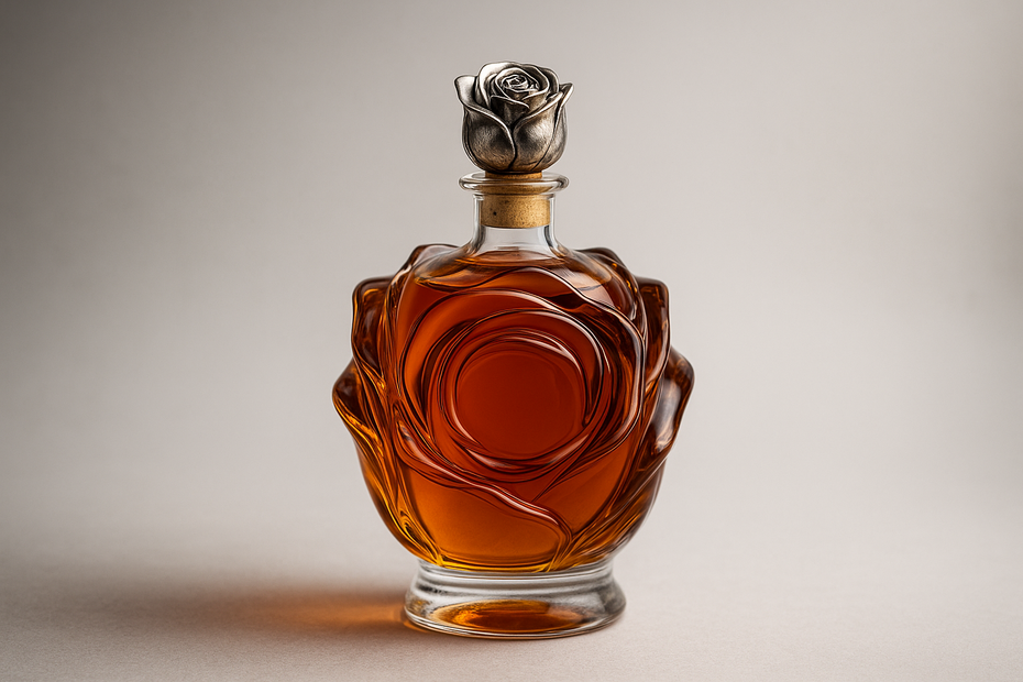 AI-generated rose-shaped whisky bottle